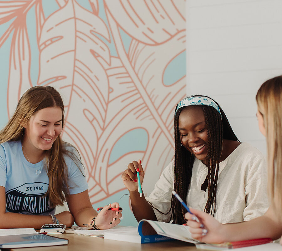 education students study together on campus.