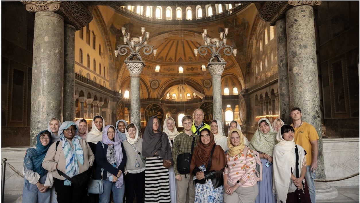 Honors students at the Hagia Sophia Grand Mosque in Istanbul