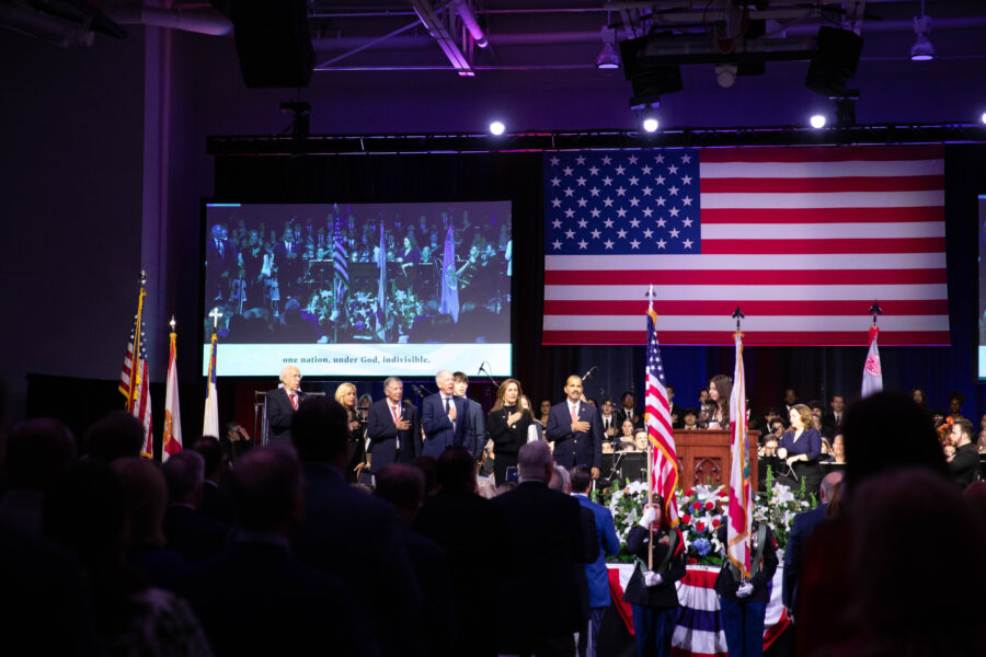 American Free Enterprise Day Medalists on stage