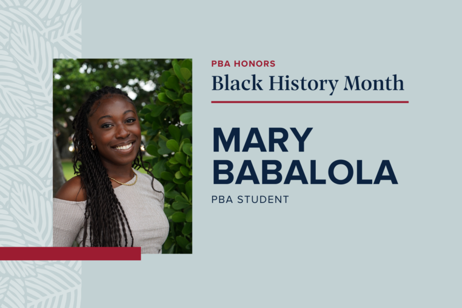 PBA honors student Mary Babalola for Black History Month.