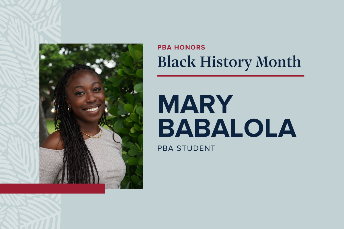 PBA honors student Mary Babalola for Black History Month.
