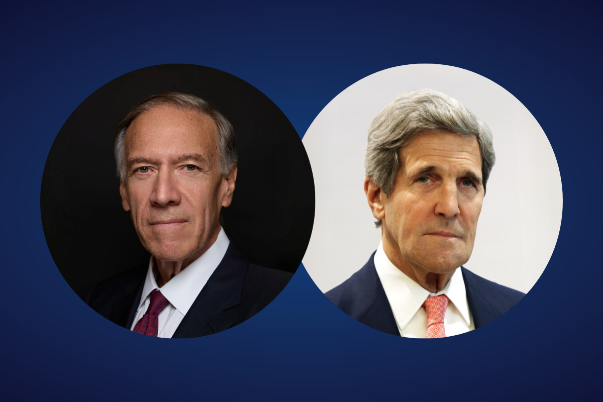 Former U.S. Secretaries of State Mike Pompeo and John Kerry Headshot