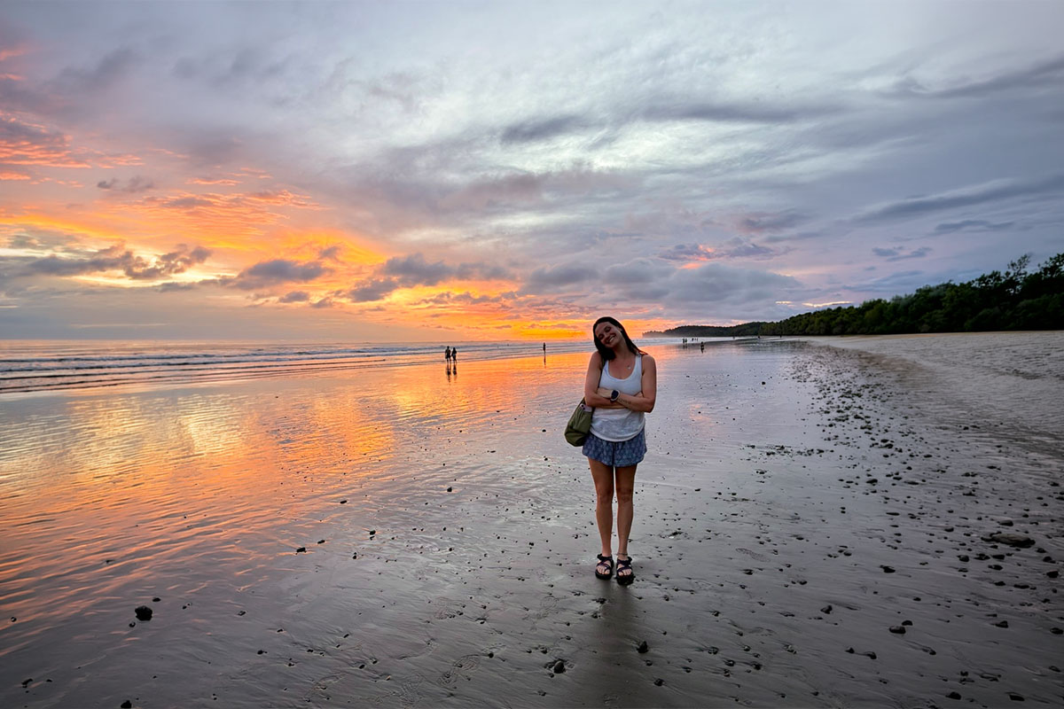 Palm Beach Atlantic University student Daniella Pacheco on a beach in Costa Rica, where she studied abroad.